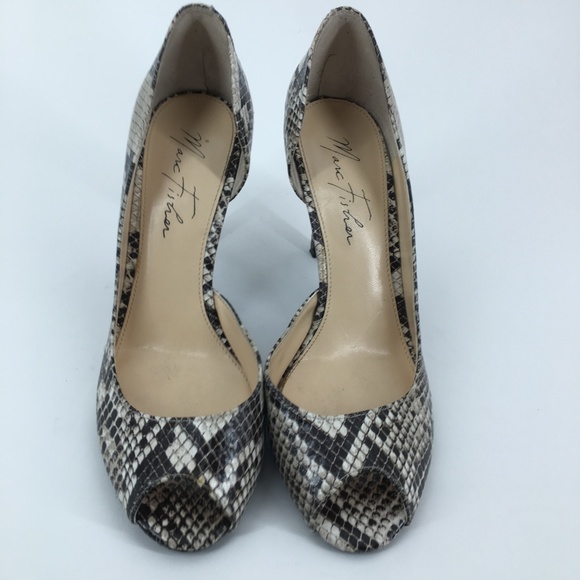 MARC FISHER Snakeskin D'orsay Peep Toe Pumps Sz 7 - Picture 2 of 6